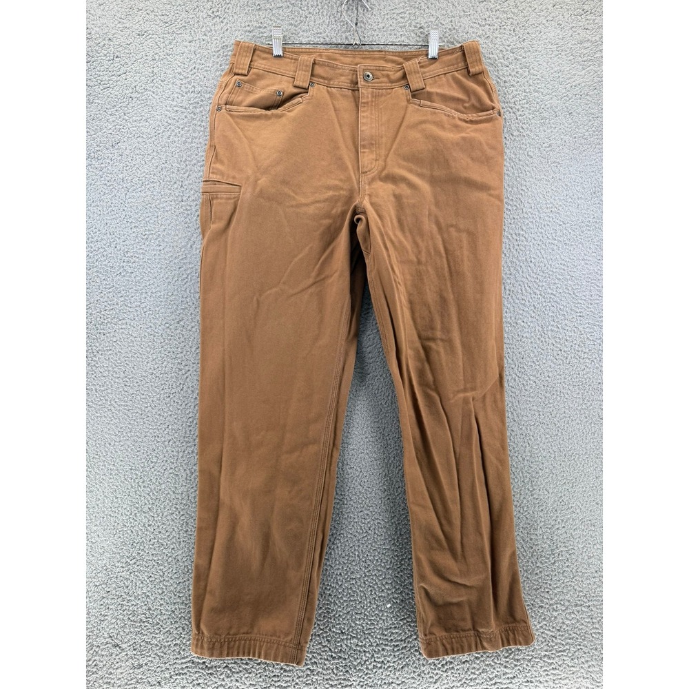 Duluth Trading Co Men's Relaxed Fit Work Pants 35x33 Brown Cotton Canvas Utility